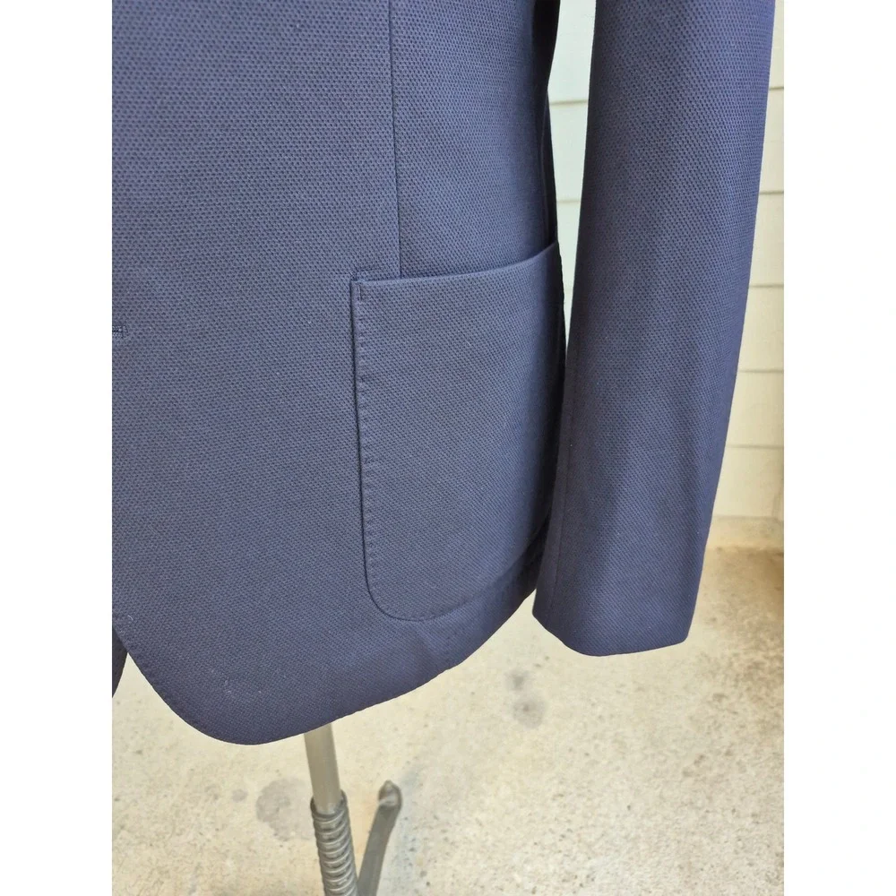 Calvin Klein Mens Navy Blue Textured Honeycomb X Slim Fit Blazer Sport Coat 44 R